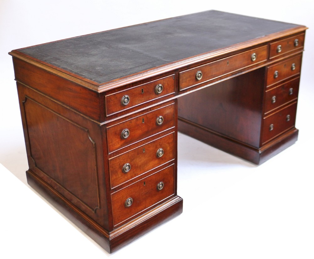 George 111 Mahogany 3 Part 9 Drawer Pedestal Kneehole Desk View III