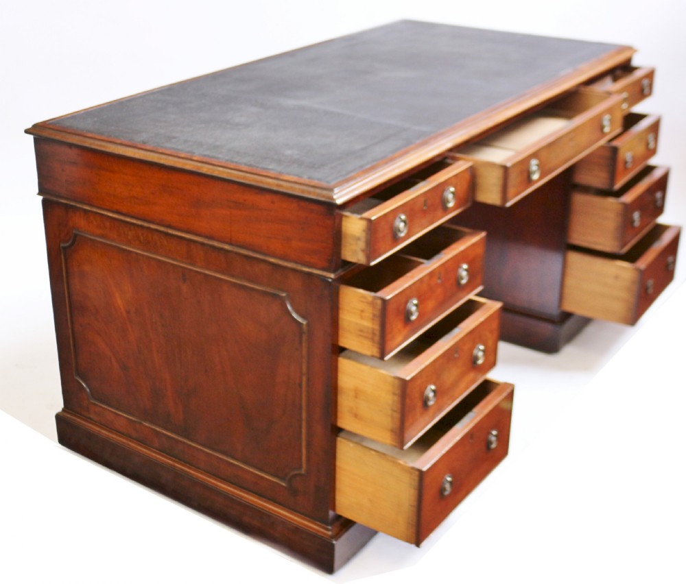 George 111 Mahogany 3 Part 9 Drawer Pedestal Kneehole Desk View IV