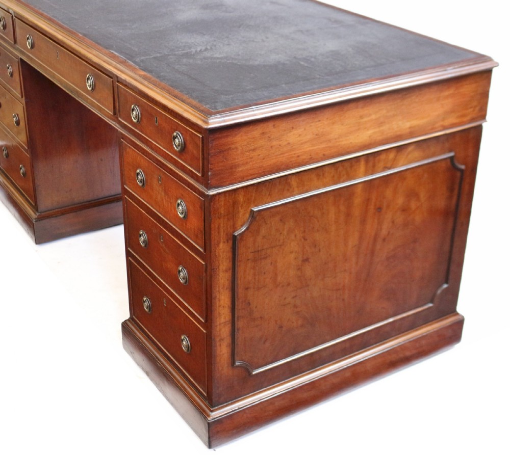 George 111 Mahogany 3 Part 9 Drawer Pedestal Kneehole Desk View IX