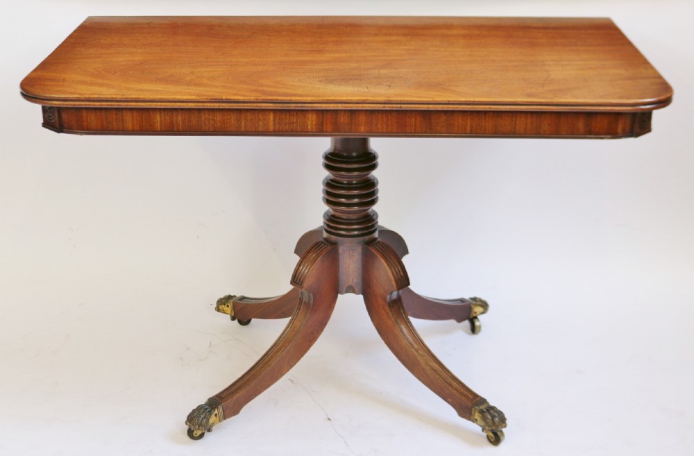 A Fine Regency Mahogany 2 Pillar Dining Table with Extra Leaf View VI