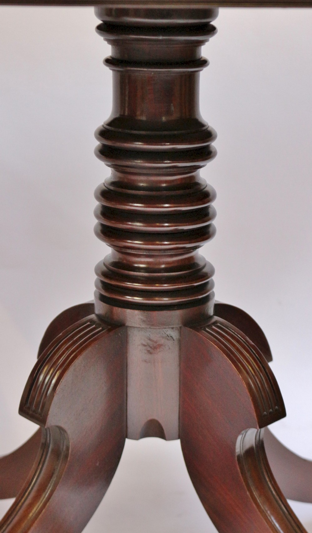 A Fine Regency Mahogany 2 Pillar Dining Table with Extra Leaf View XIV