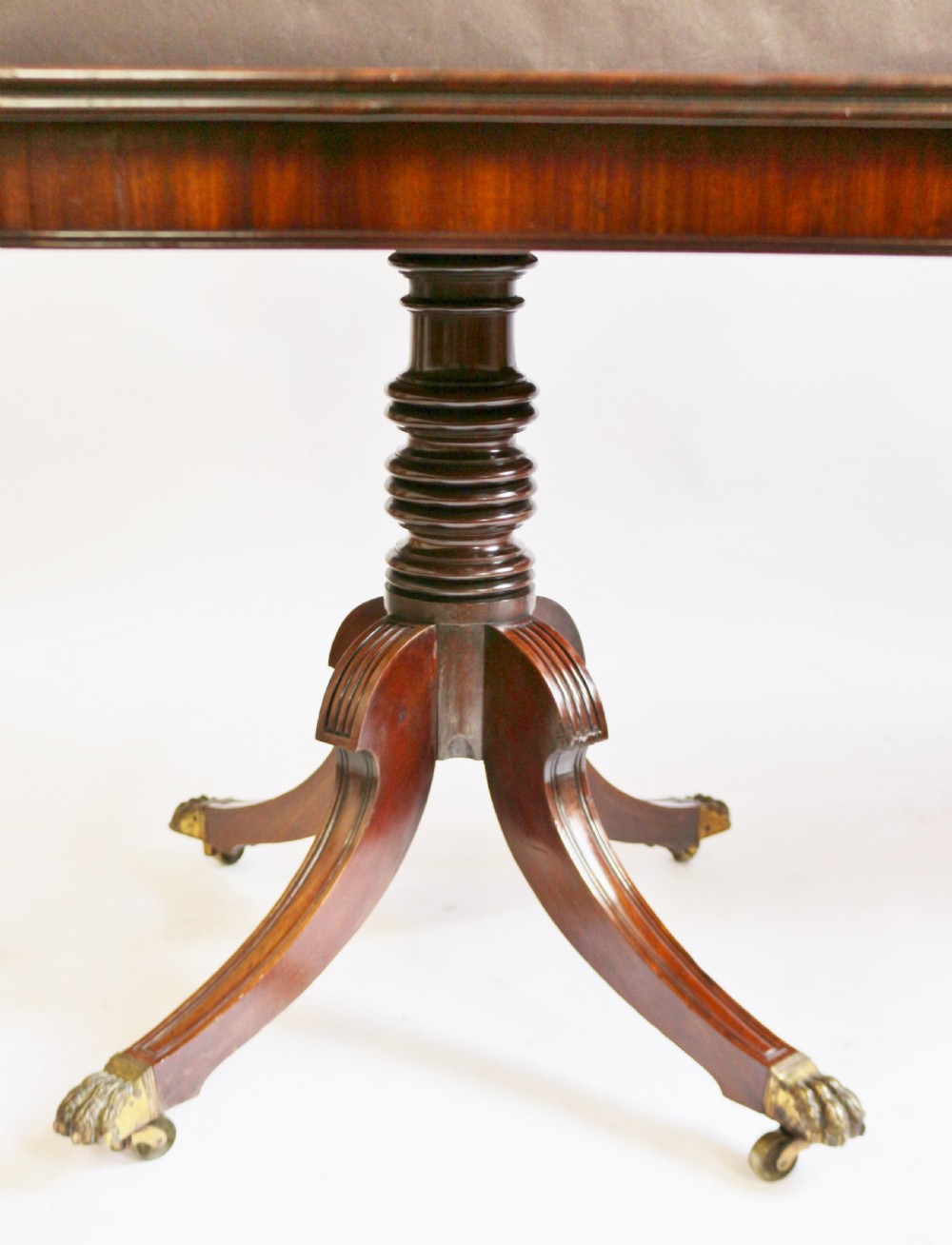 A Fine Regency Mahogany 2 Pillar Dining Table with Extra Leaf View XV