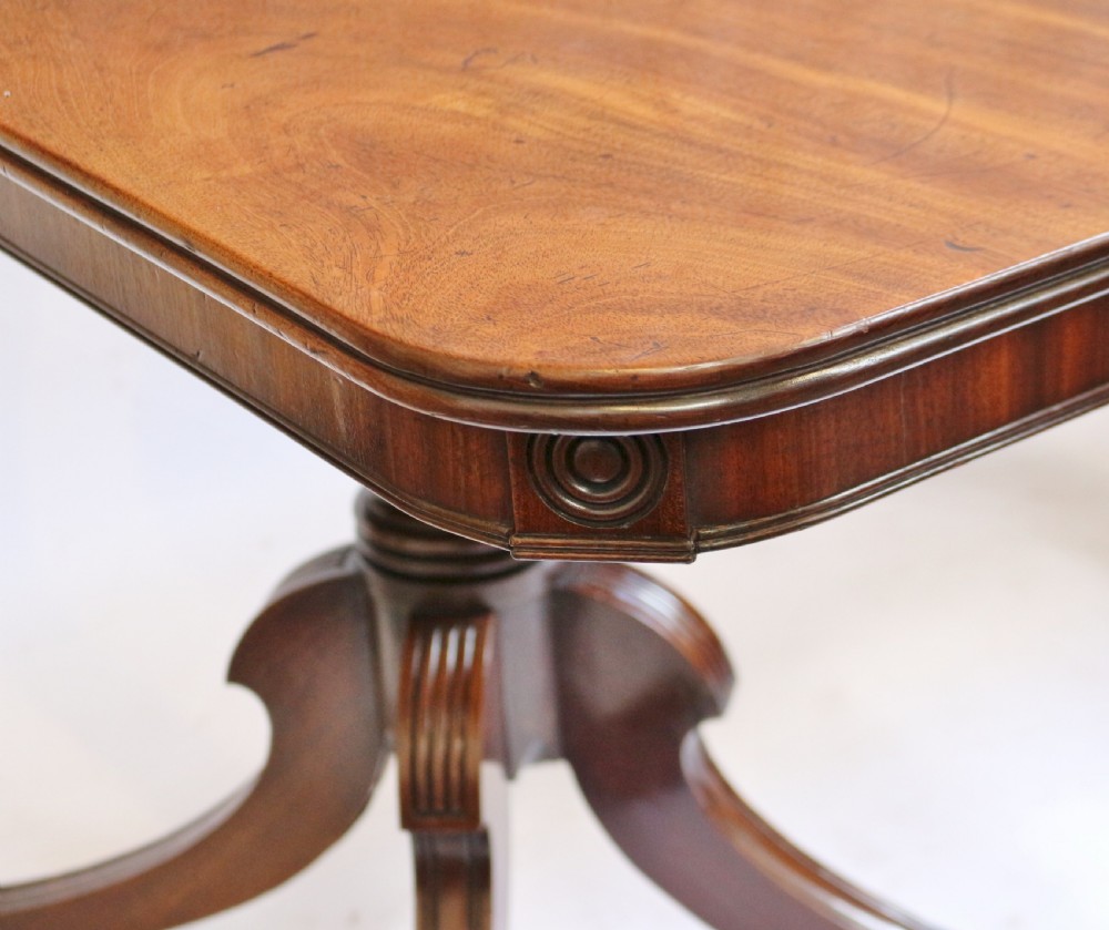 A Fine Regency Mahogany 2 Pillar Dining Table with Extra Leaf View XVI