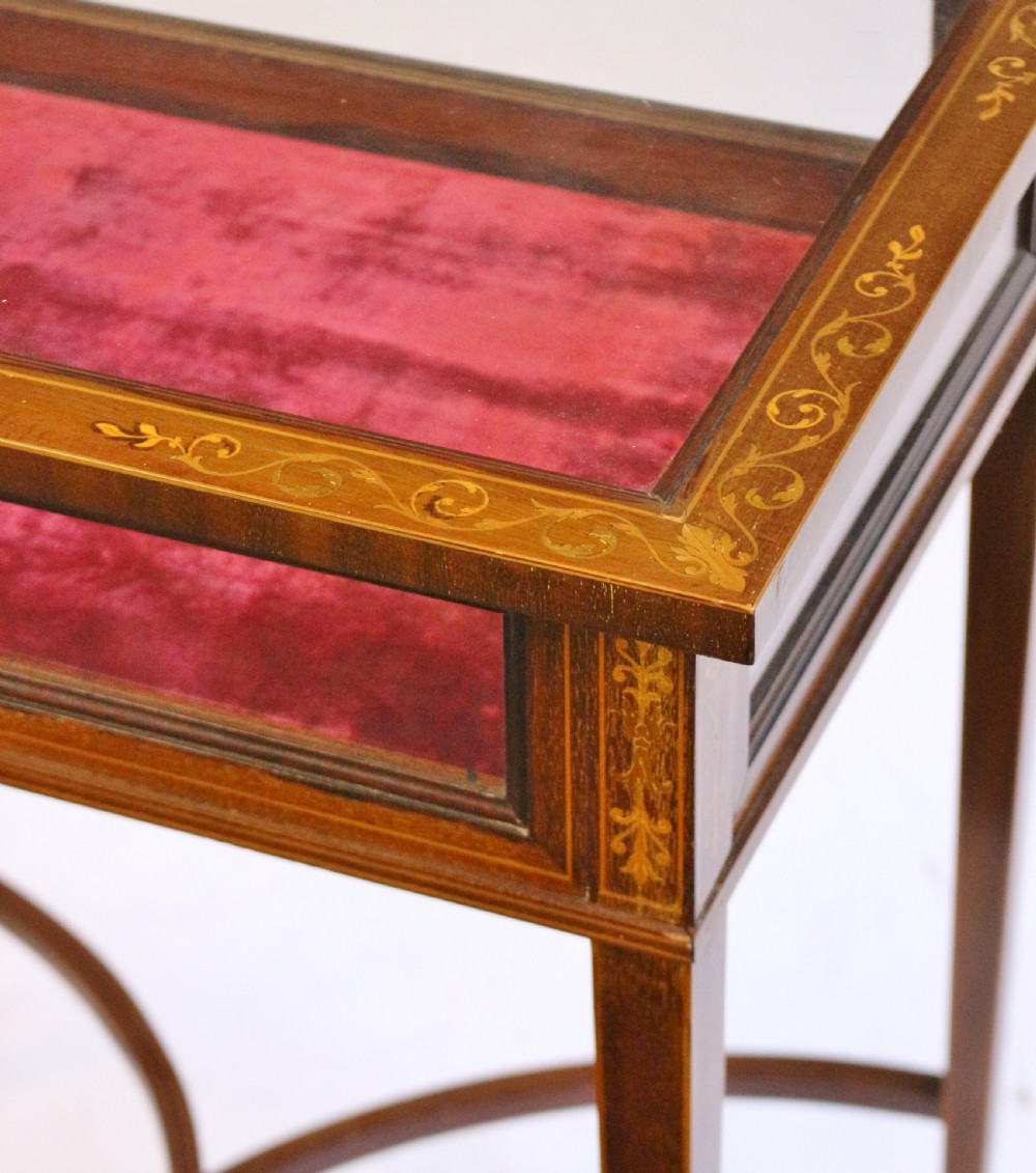 Edwardian Mahogany Inlaid Bijouterie Table View VI