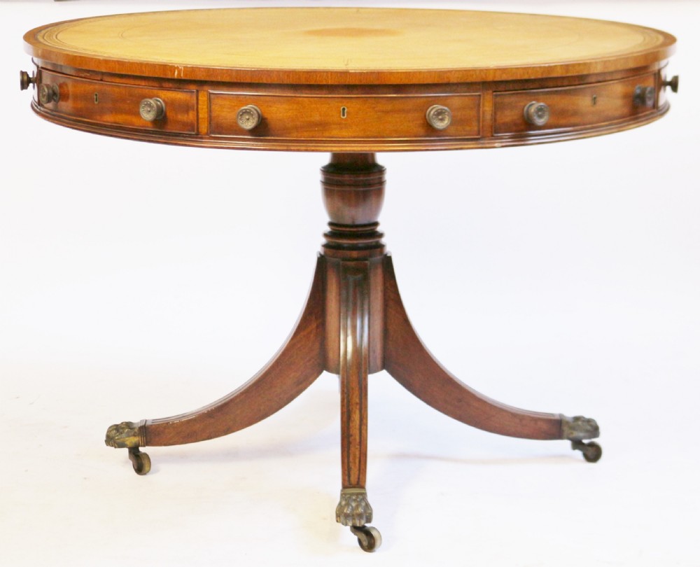 19C Mahogany 4 Drawer Circular Pedestal Drum Table View II
