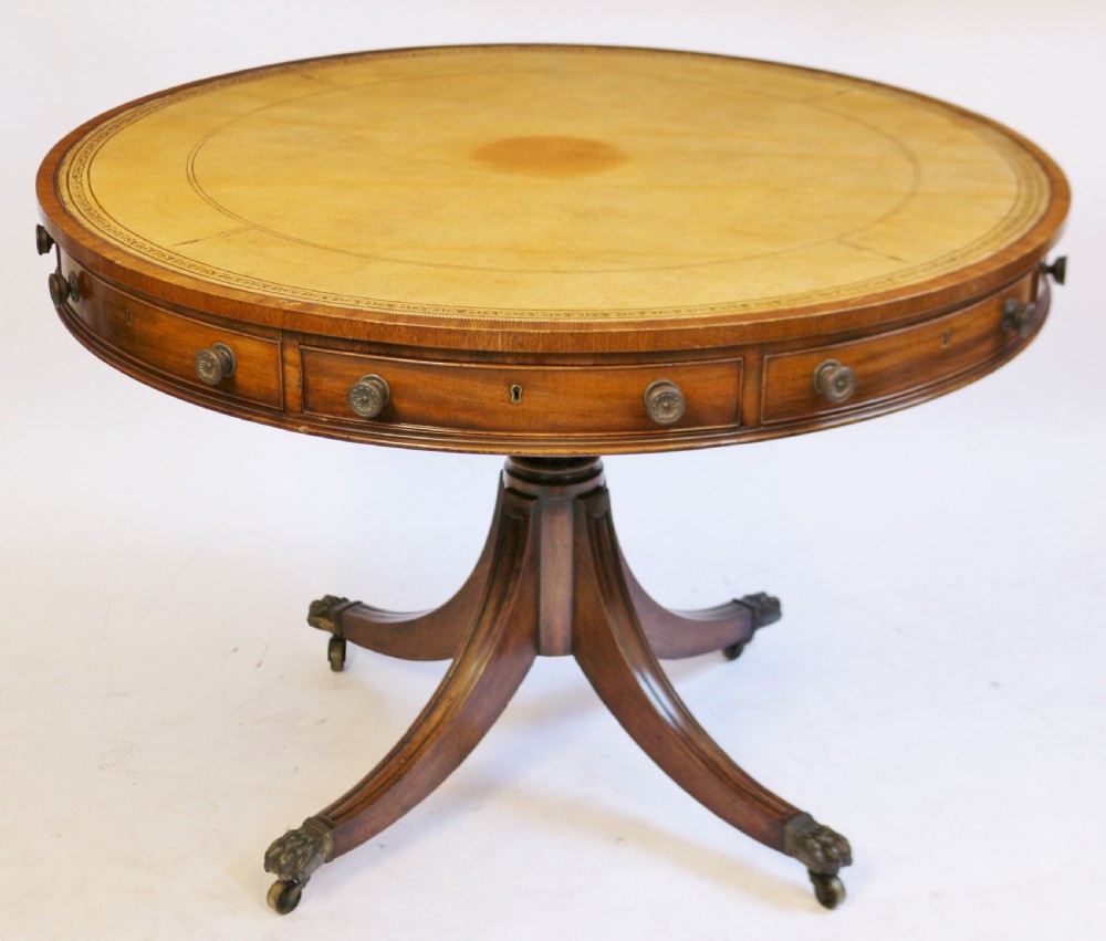 19C Mahogany 4 Drawer Circular Pedestal Drum Table View III
