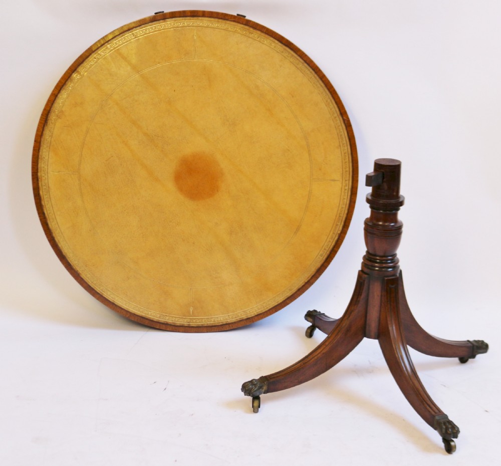 19C Mahogany 4 Drawer Circular Pedestal Drum Table View IV
