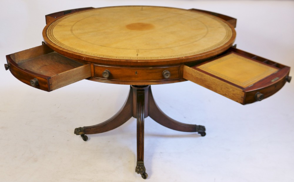 19C Mahogany 4 Drawer Circular Pedestal Drum Table View VI