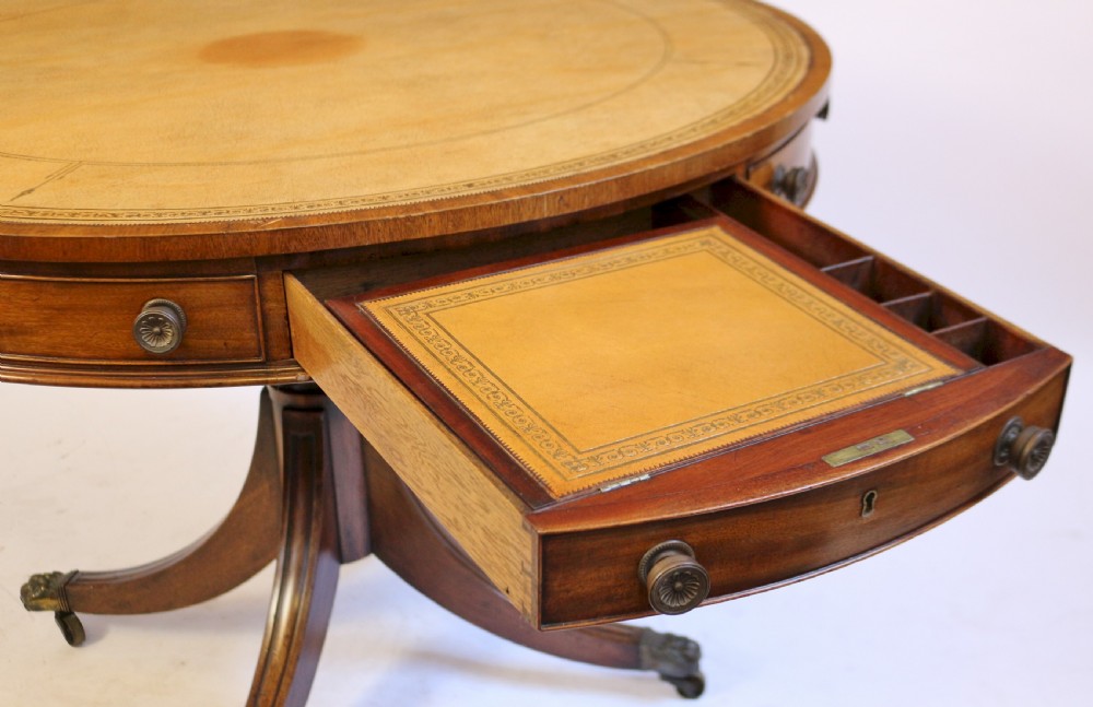 19C Mahogany 4 Drawer Circular Pedestal Drum Table View VII