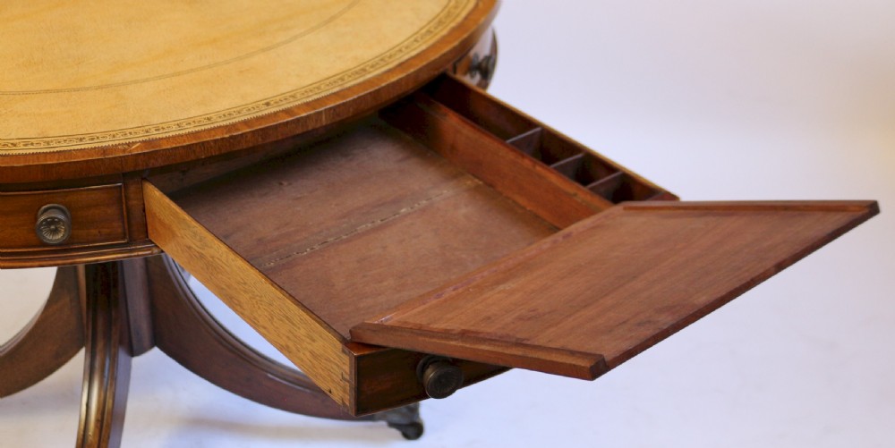 19C Mahogany 4 Drawer Circular Pedestal Drum Table View VIII