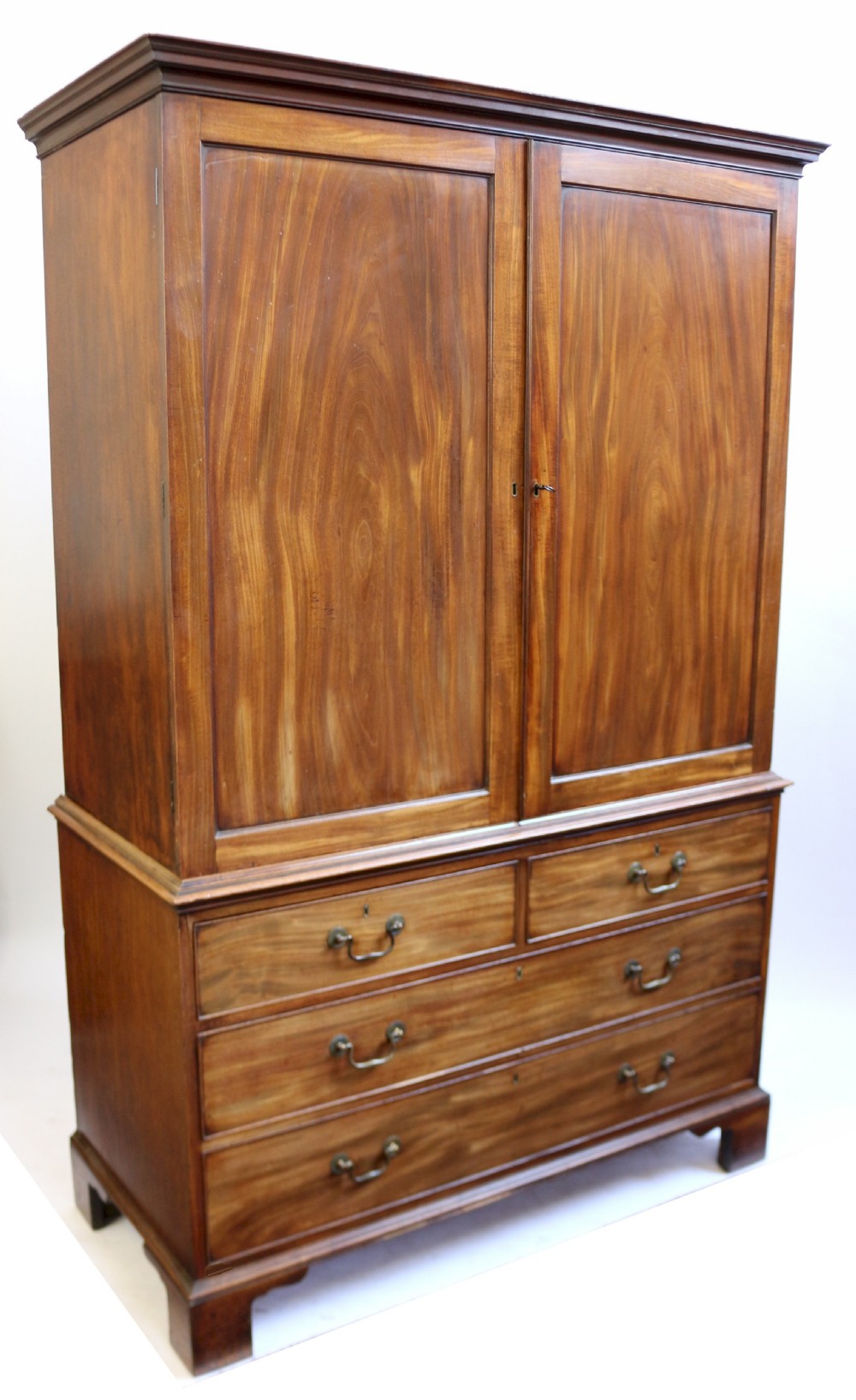 Fine George 111 Mahogany Linen Press with Sliding Trays View V