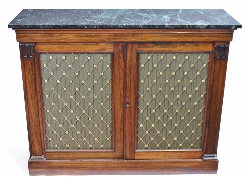 George 1V Rosewood Marble Top 2 Door Side Cabinet stamped James Winter