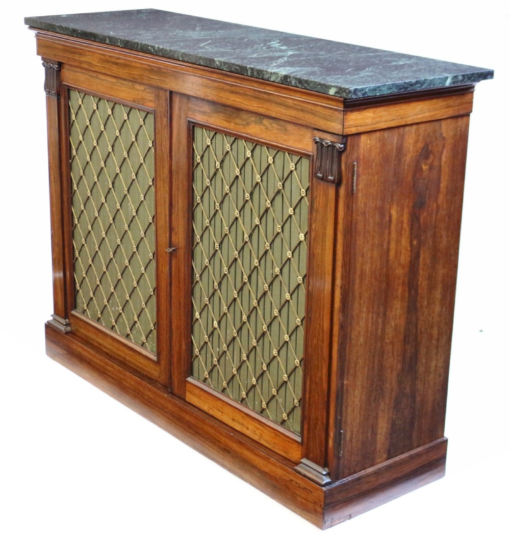 George 1V Rosewood Marble Top 2 Door Side Cabinet stamped James Winter View IV