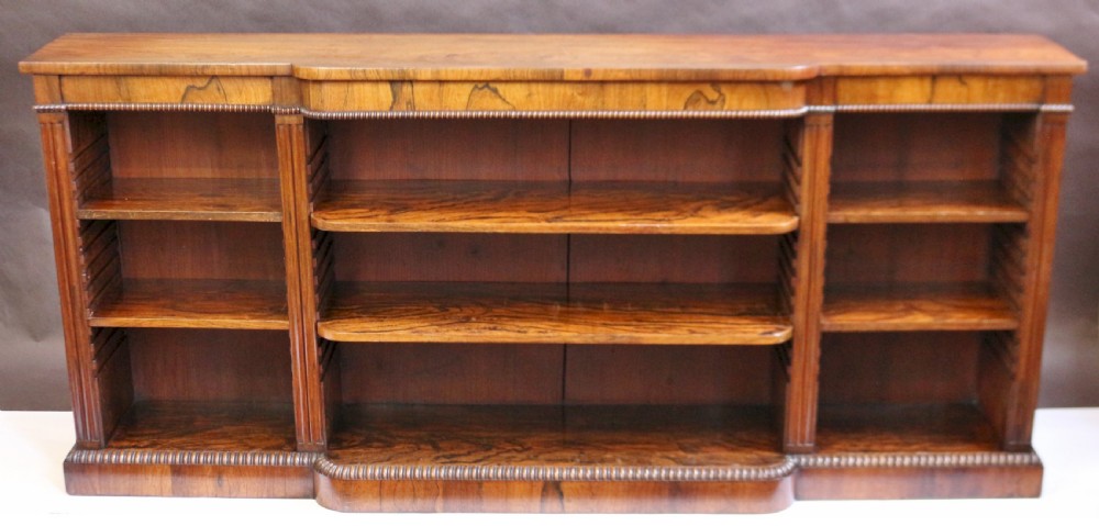 Regency Rosewood Dwarf Breakfront Open Bookcase