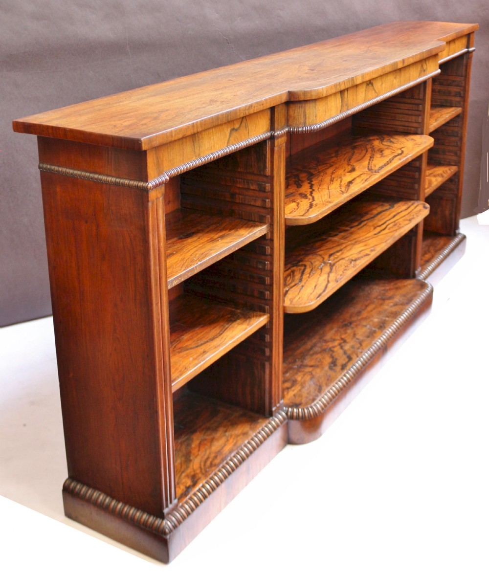 Regency Rosewood Dwarf Breakfront Open Bookcase View III
