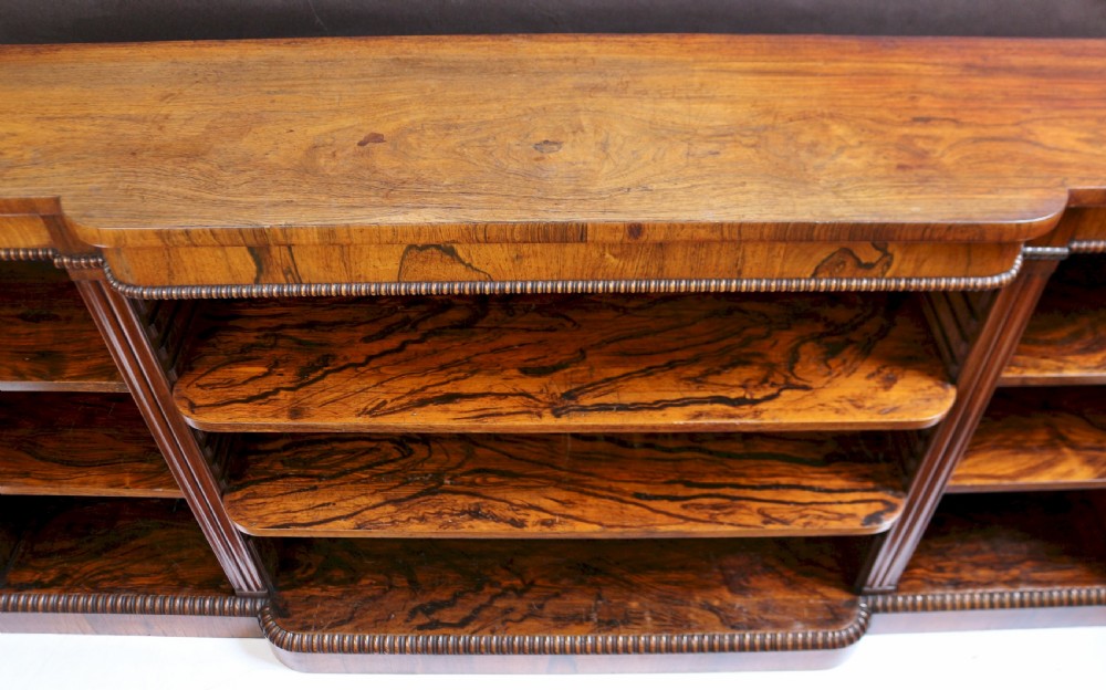 Regency Rosewood Dwarf Breakfront Open Bookcase View IV