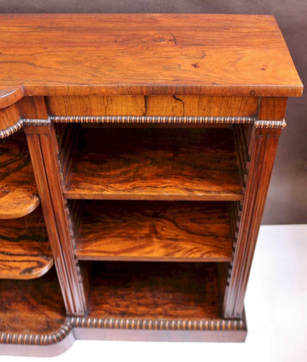 Regency Rosewood Dwarf Breakfront Open Bookcase View V
