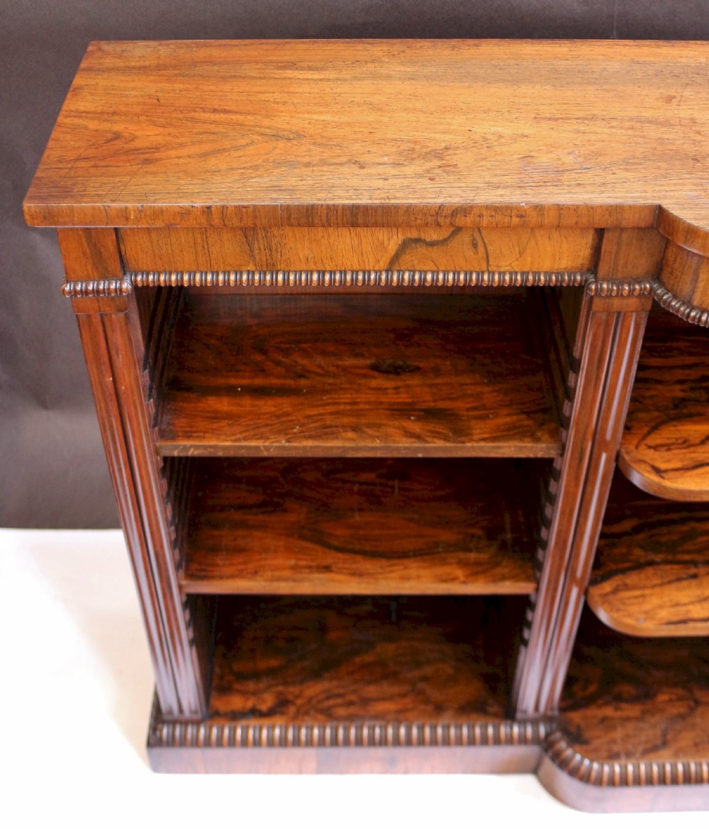 Regency Rosewood Dwarf Breakfront Open Bookcase View VI