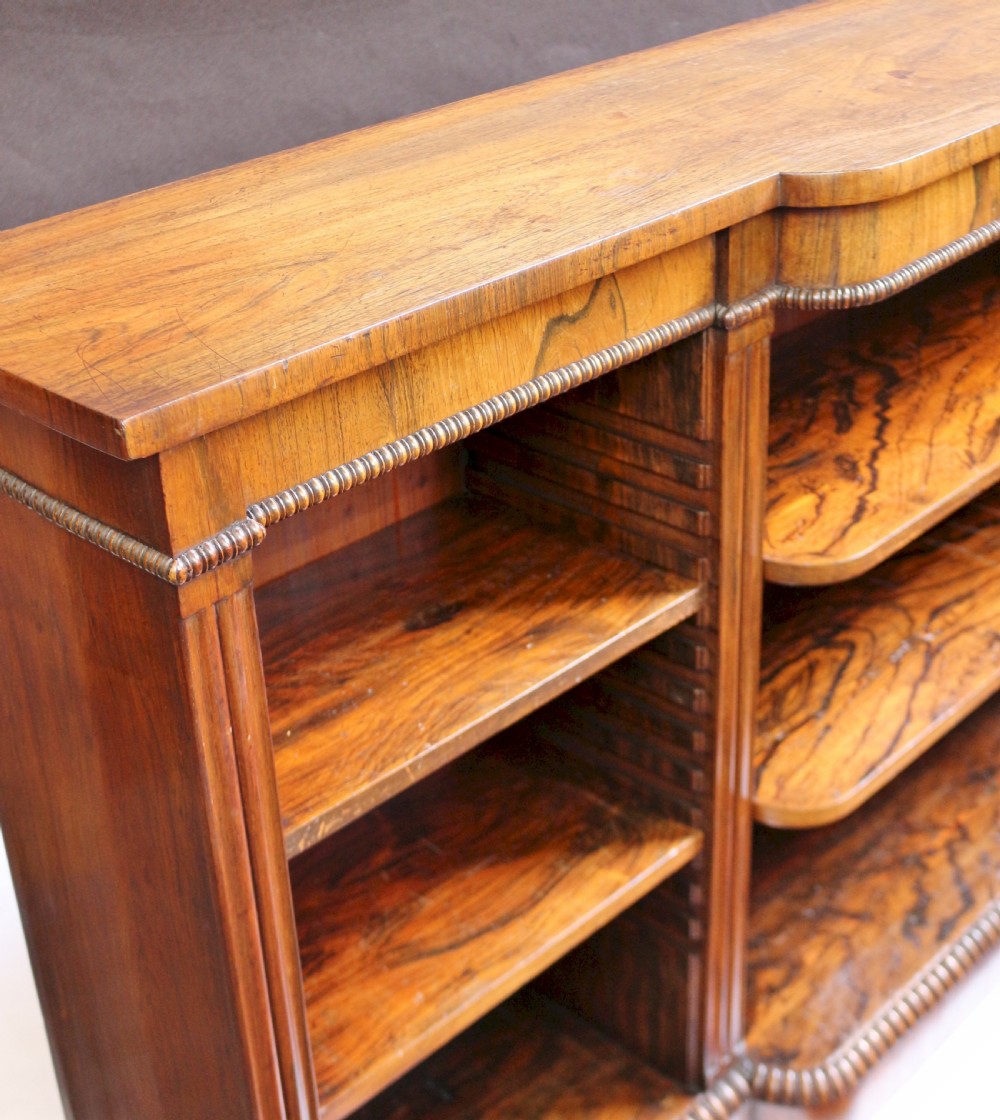Regency Rosewood Dwarf Breakfront Open Bookcase View VII