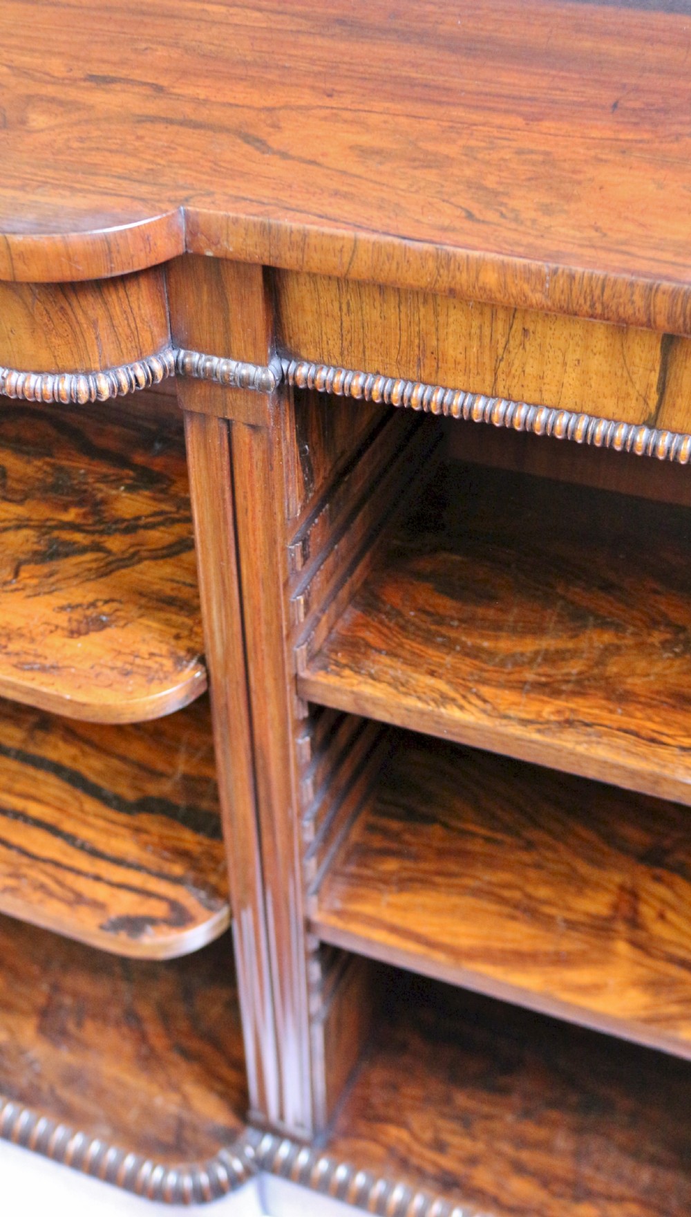 Regency Rosewood Dwarf Breakfront Open Bookcase View VIII