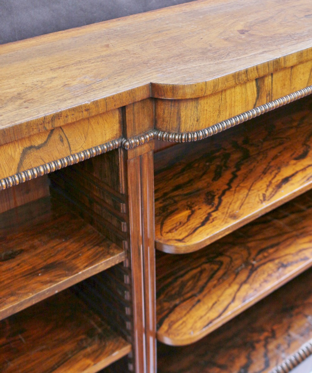 Regency Rosewood Dwarf Breakfront Open Bookcase View IX