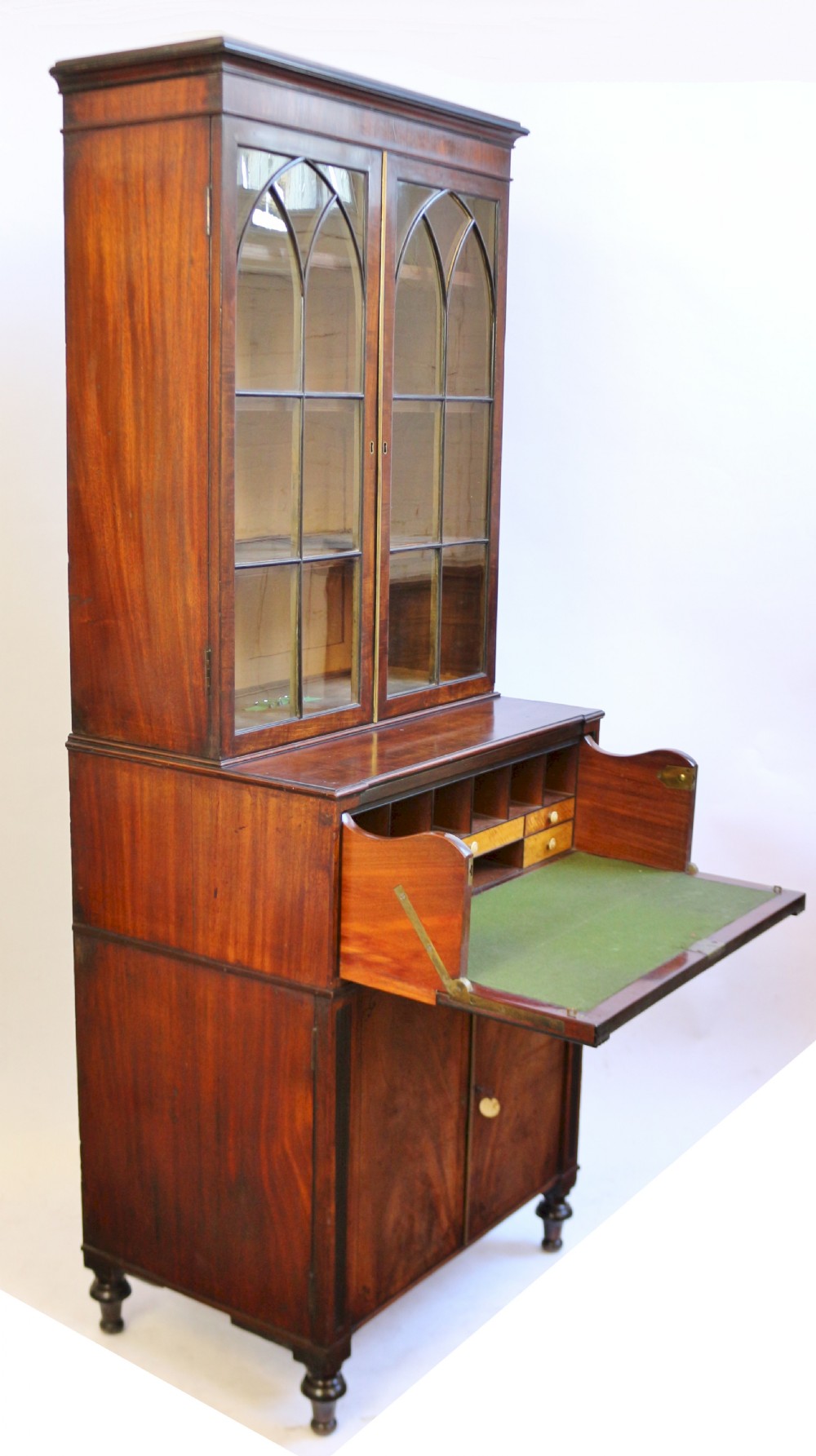 Fine Regency Mahogany Ebony Inlaid Small Secretaire Bookcase View V