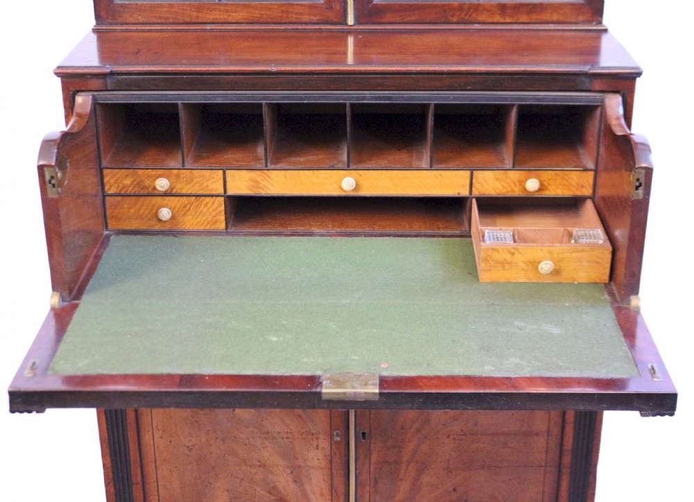Fine Regency Mahogany Ebony Inlaid Small Secretaire Bookcase View VII