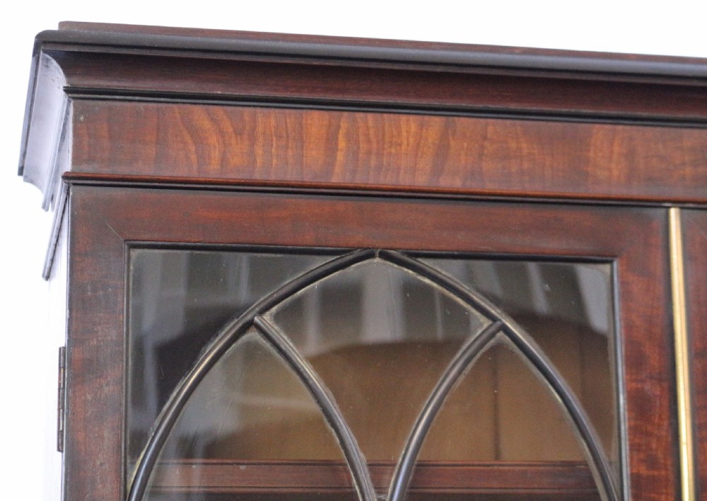Fine Regency Mahogany Ebony Inlaid Small Secretaire Bookcase View XI