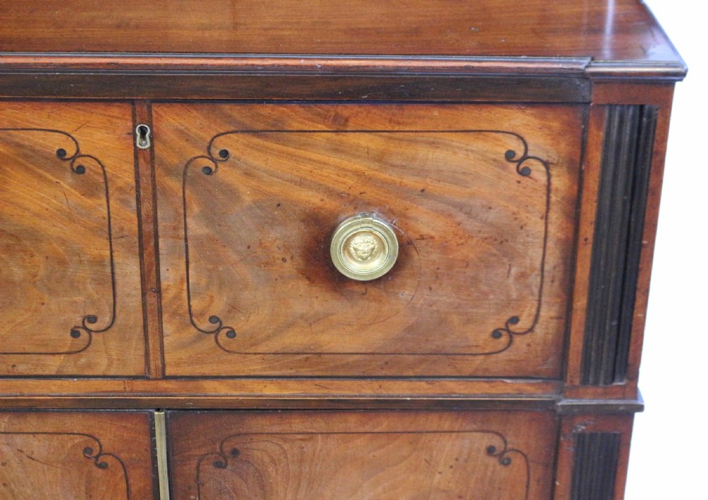 Fine Regency Mahogany Ebony Inlaid Small Secretaire Bookcase View XV