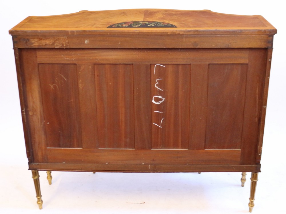 Edwardian Satinwood Serpentine 2 Door Side Cabinet with Painted Decoration View IX