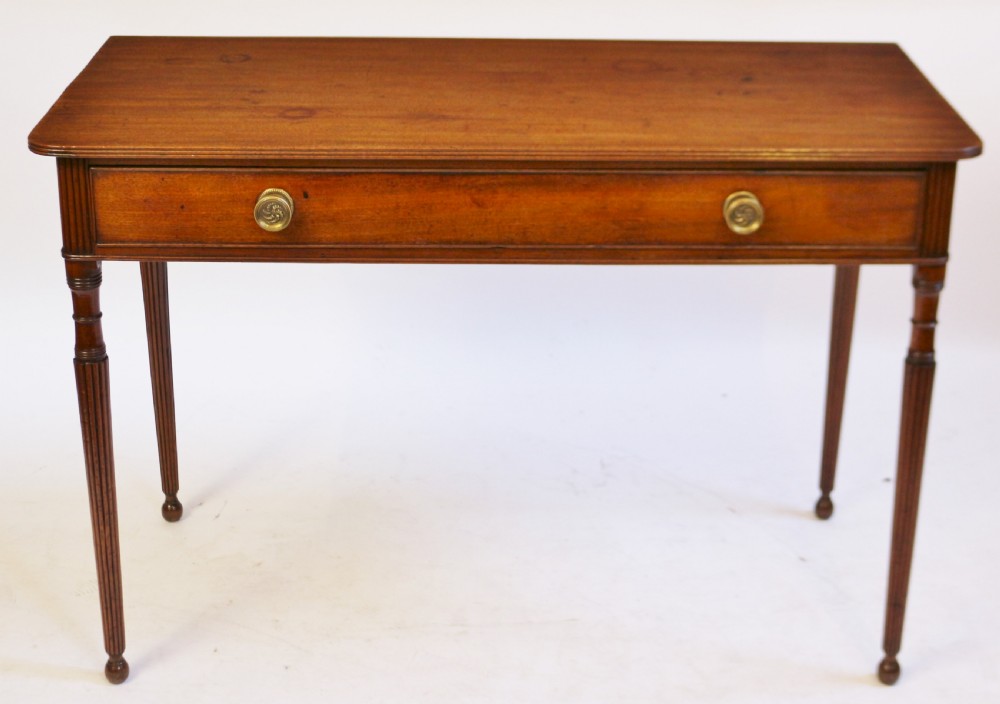 Regency Mahogany 1 Drawer Side Table on Reeded Legs