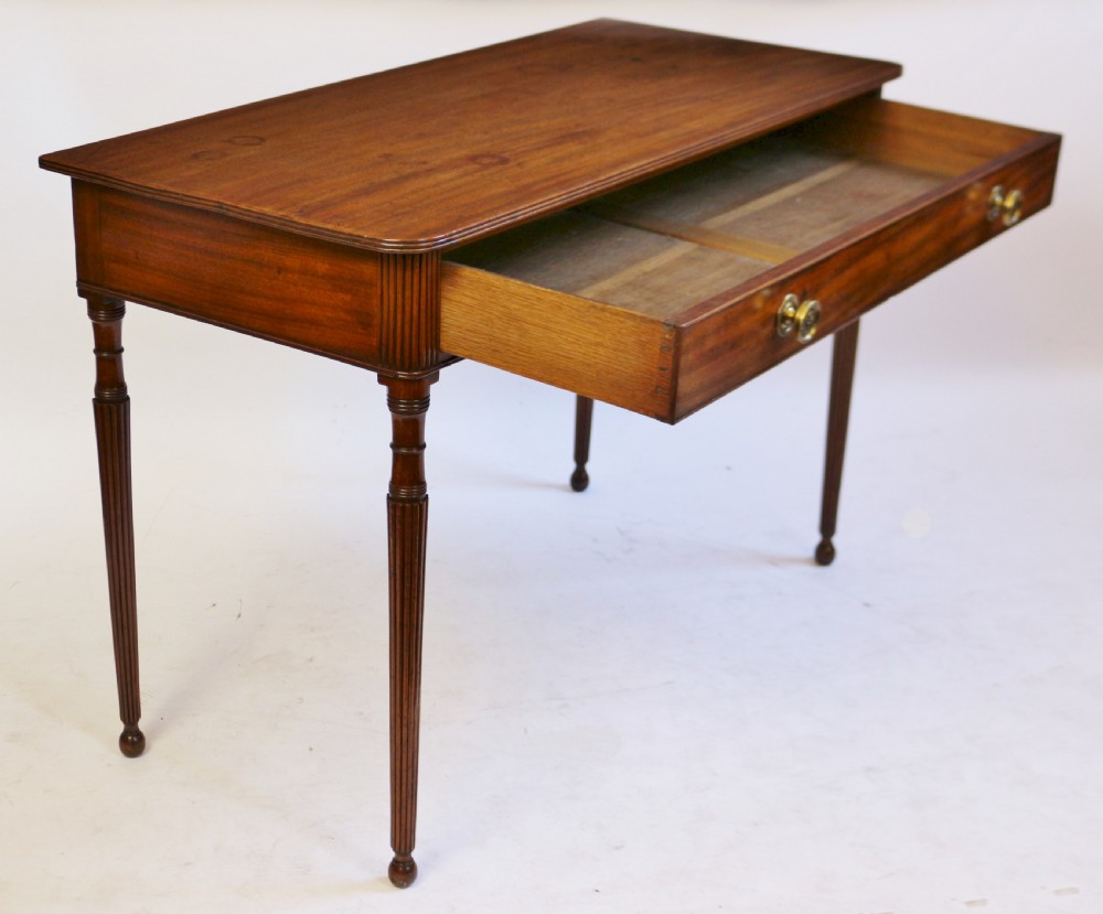 Regency Mahogany 1 Drawer Side Table on Reeded Legs View III