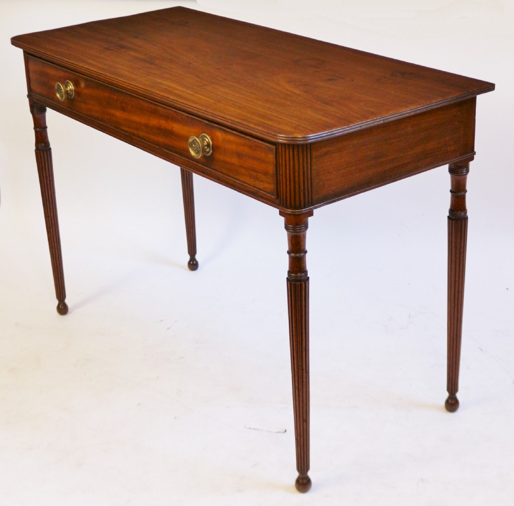 Regency Mahogany 1 Drawer Side Table on Reeded Legs View IV