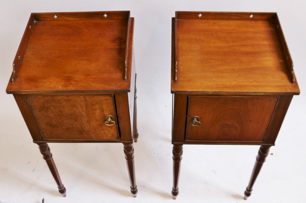 19C Mahogany Pair of Bedside Pot Cupboards View II
