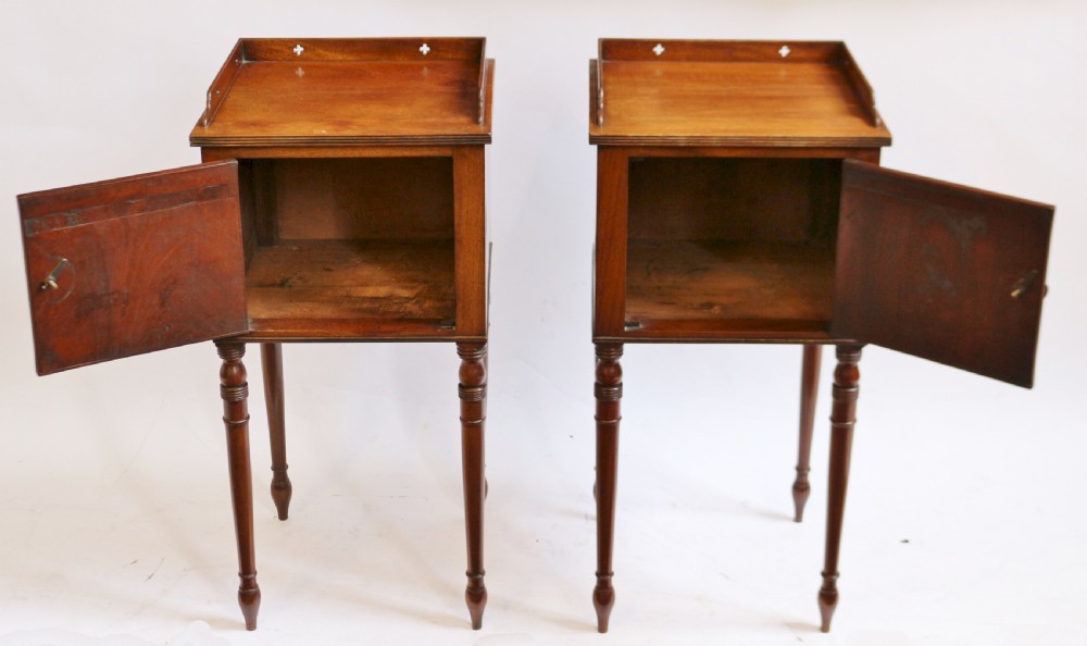 19C Mahogany Pair of Bedside Pot Cupboards View III