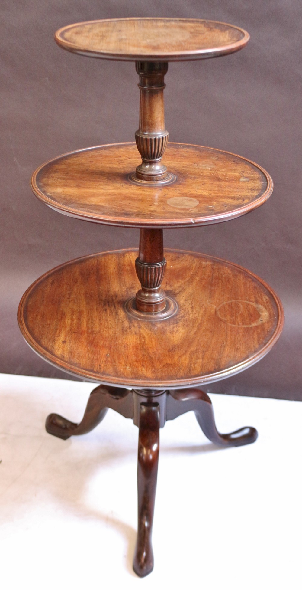 George 111 Mahogany 3 Tier Tripod Pedestal Dumb Waiter