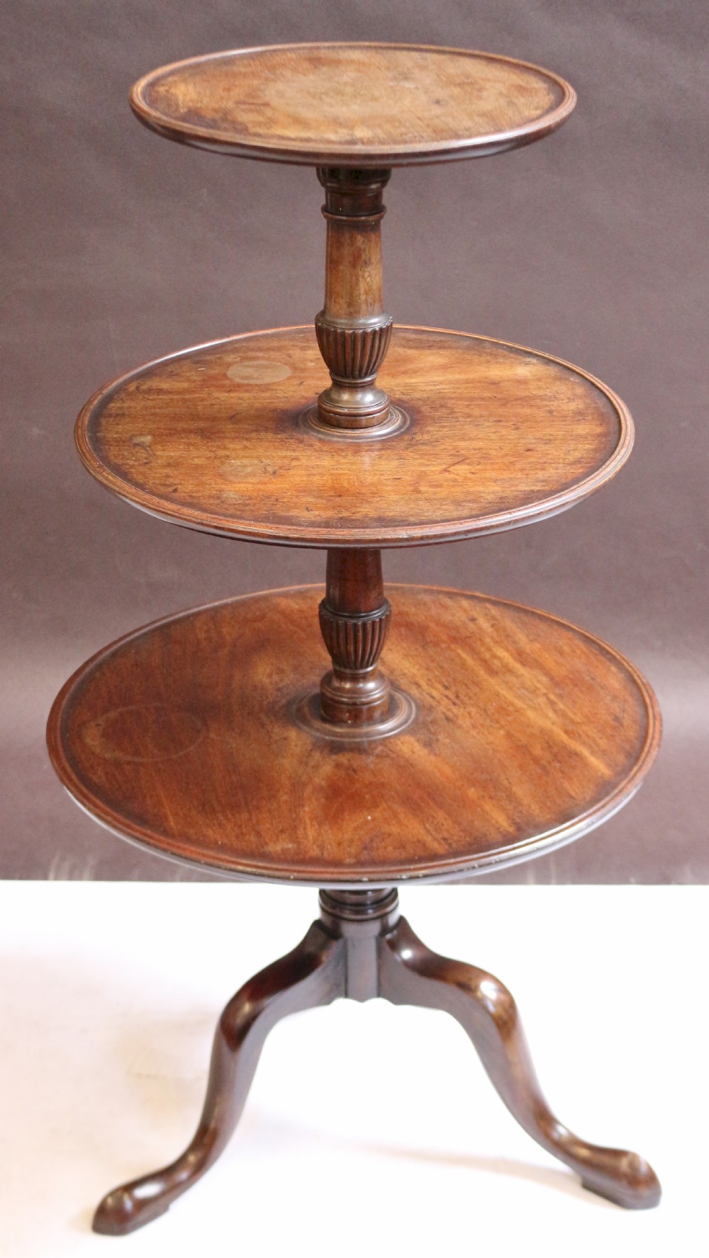 George 111 Mahogany 3 Tier Tripod Pedestal Dumb Waiter View III
