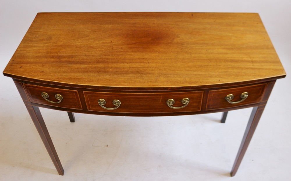 George 111 Mahogany Inlaid 3 Drawer Bowfront Side Table View II
