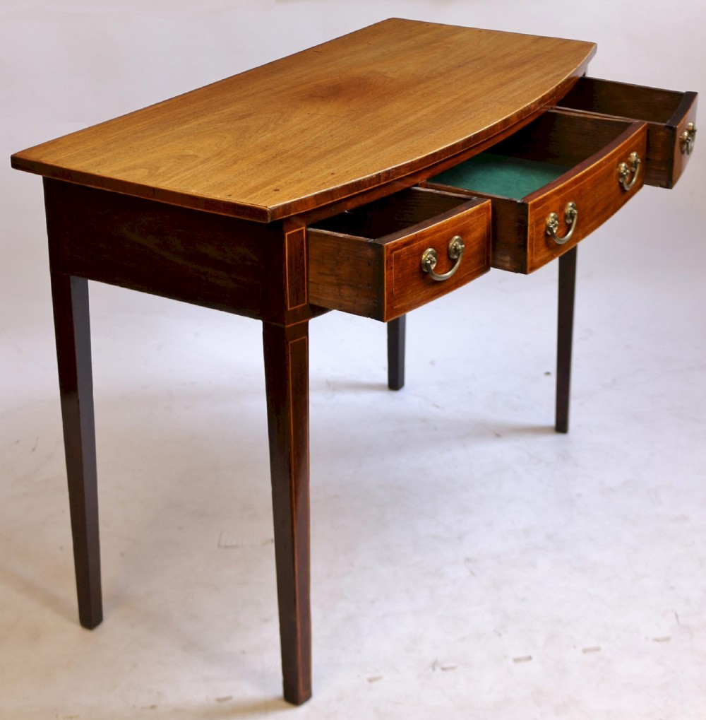 George 111 Mahogany Inlaid 3 Drawer Bowfront Side Table View III