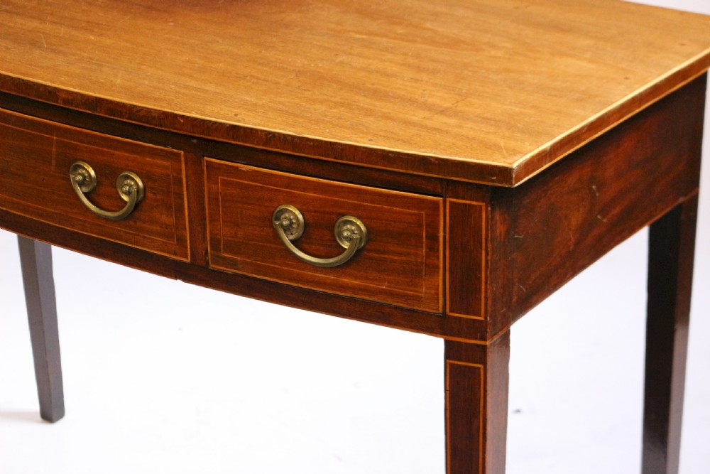 George 111 Mahogany Inlaid 3 Drawer Bowfront Side Table View VI