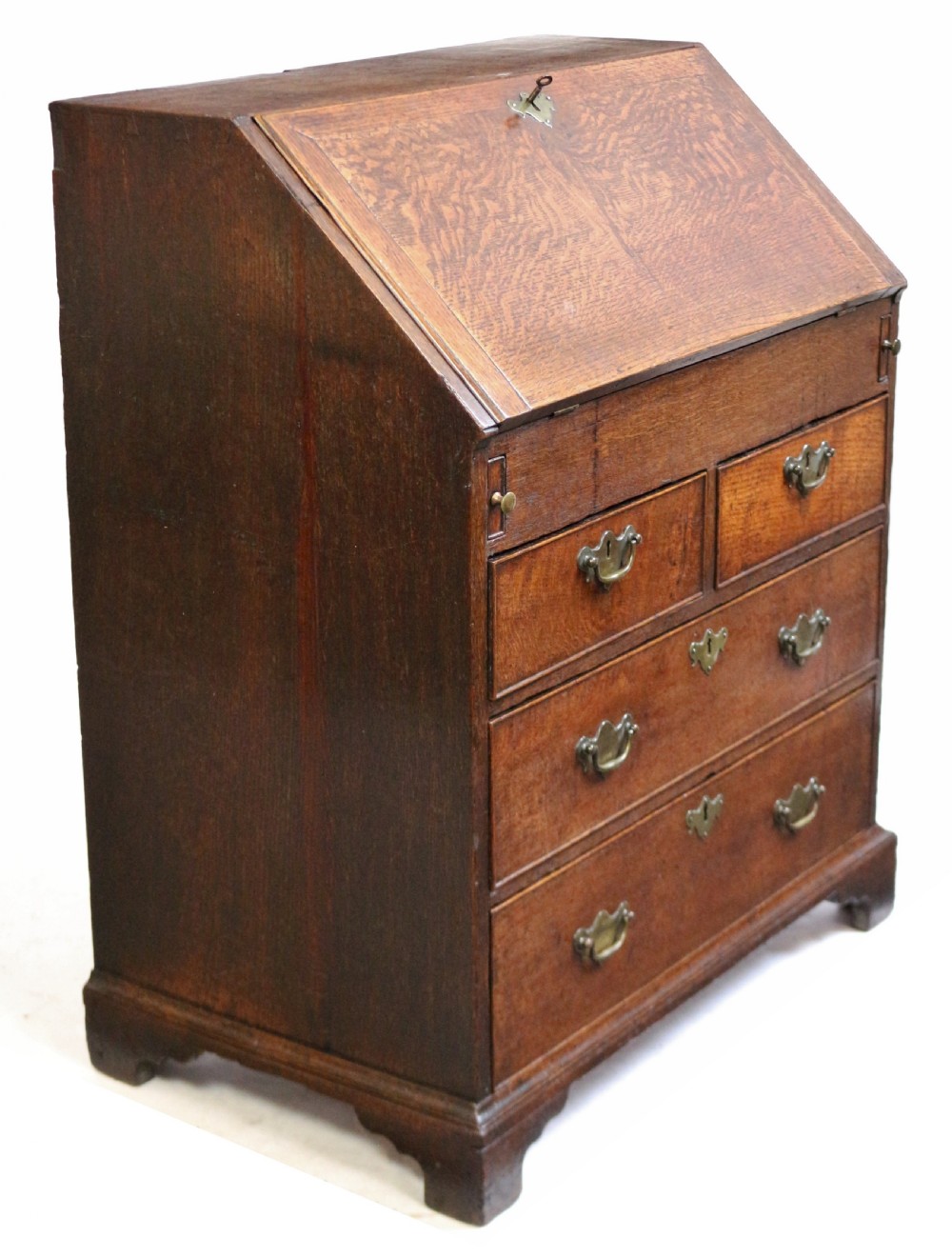 Early 18C Small Oak Bureau with Stepped Interior View V