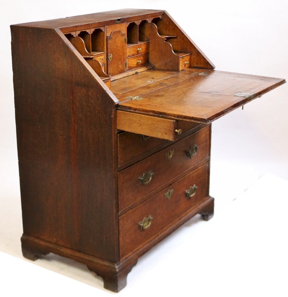 Early 18C Small Oak Bureau with Stepped Interior View VI