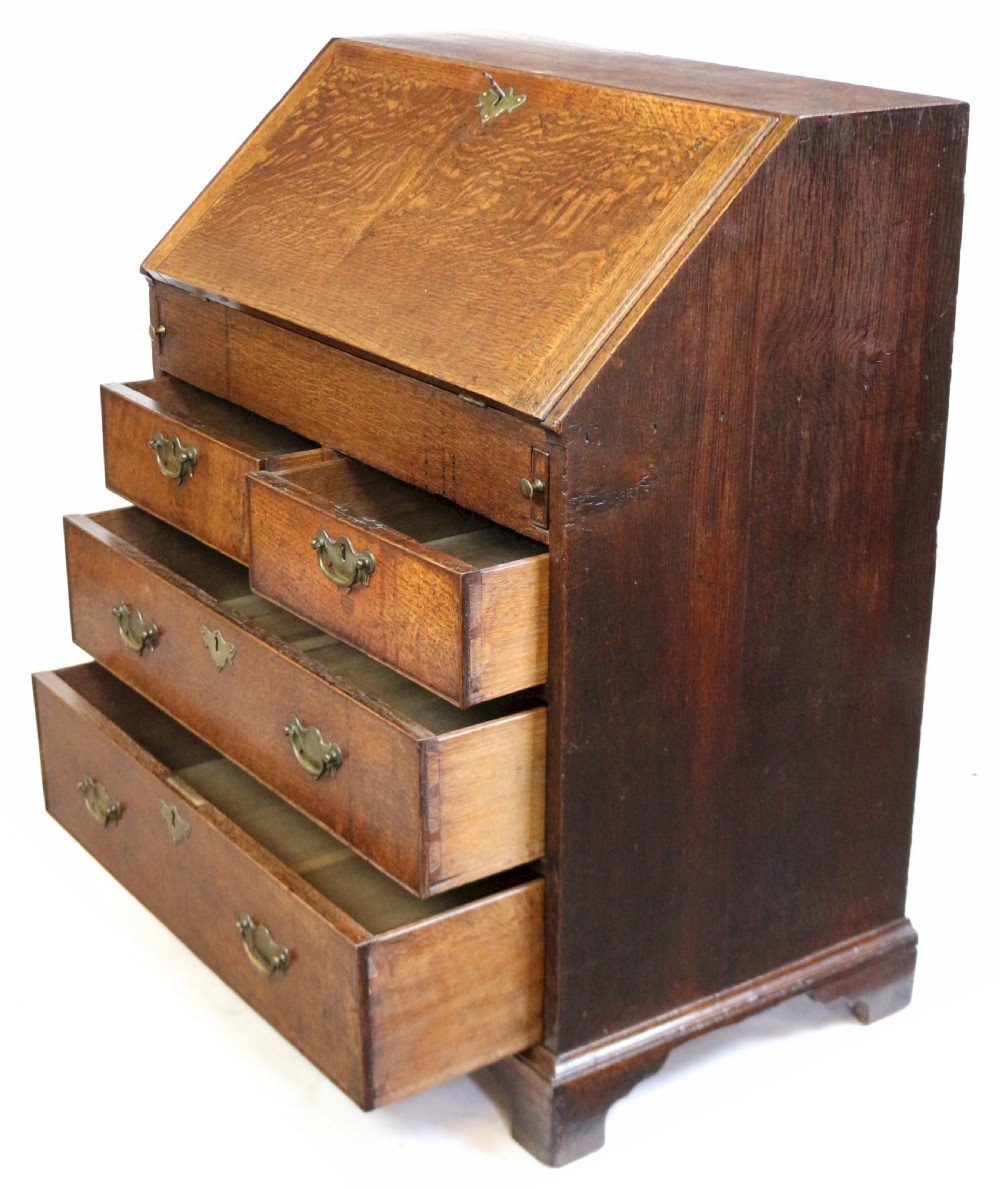 Early 18C Small Oak Bureau with Stepped Interior View IX
