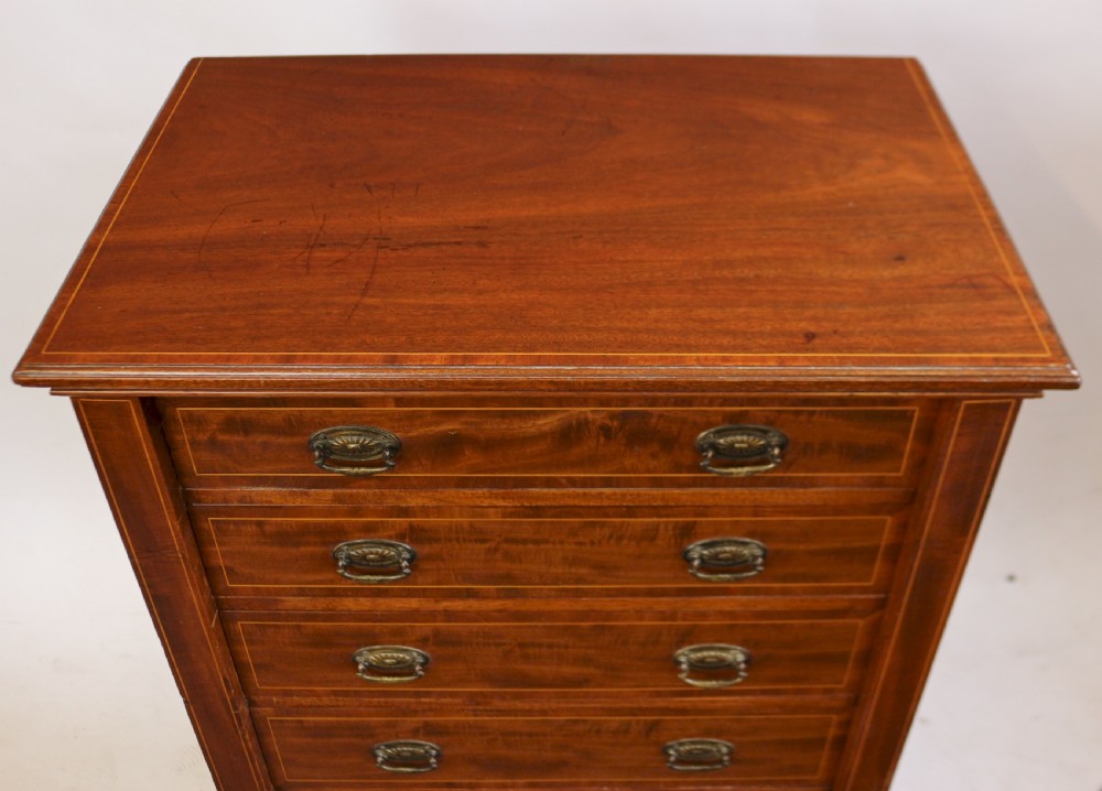 Good Quality Edwardian Mahogany Inlaid 7 Drawer Wellington Chest View III