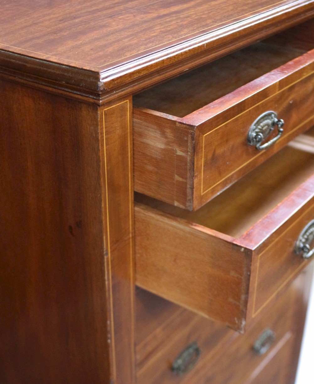 Good Quality Edwardian Mahogany Inlaid 7 Drawer Wellington Chest View VI