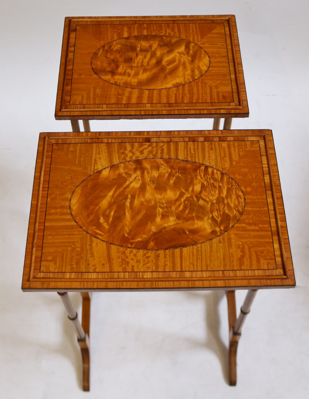 Fine Quality Edwardian Satinwood Inlaid Nest of 4 Coffee Tables View VI