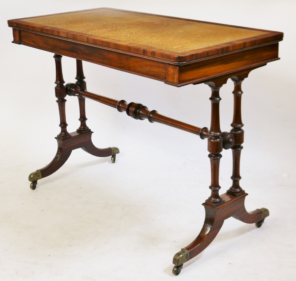 William 1V Goncalo Alves End Support Writing/Card Table View VI