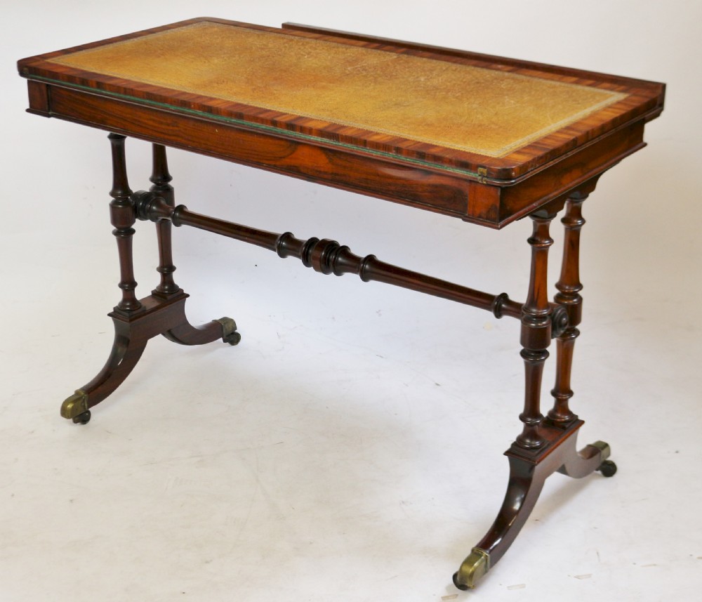 William 1V Goncalo Alves End Support Writing/Card Table View IX