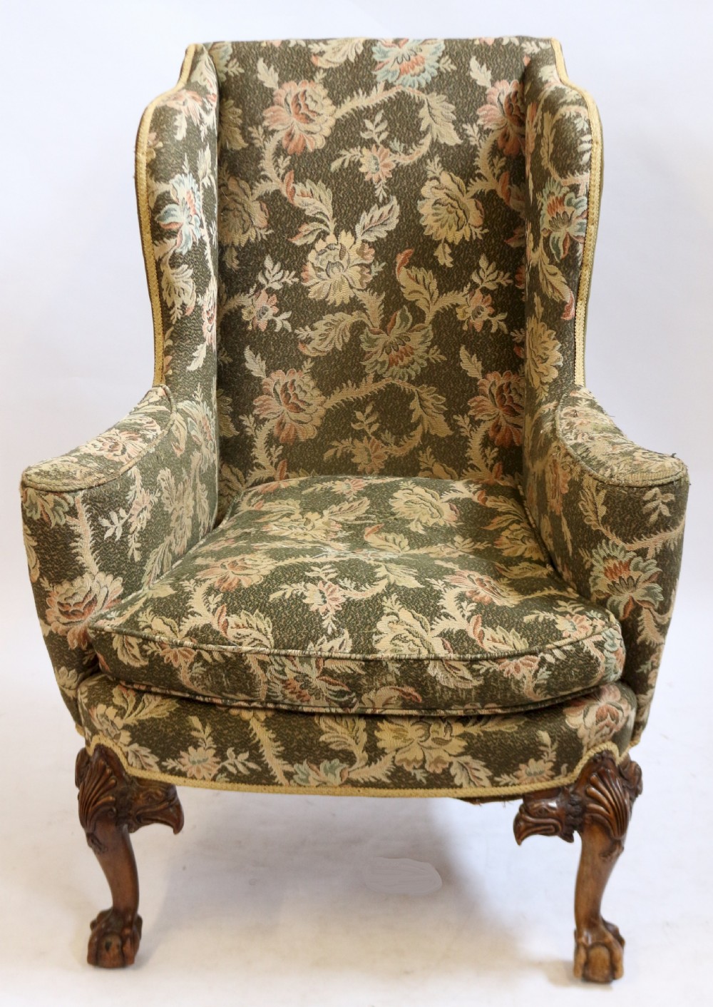 C1920 'Queen Anne' Style Walnut Wing Chair on Cabriole Legs