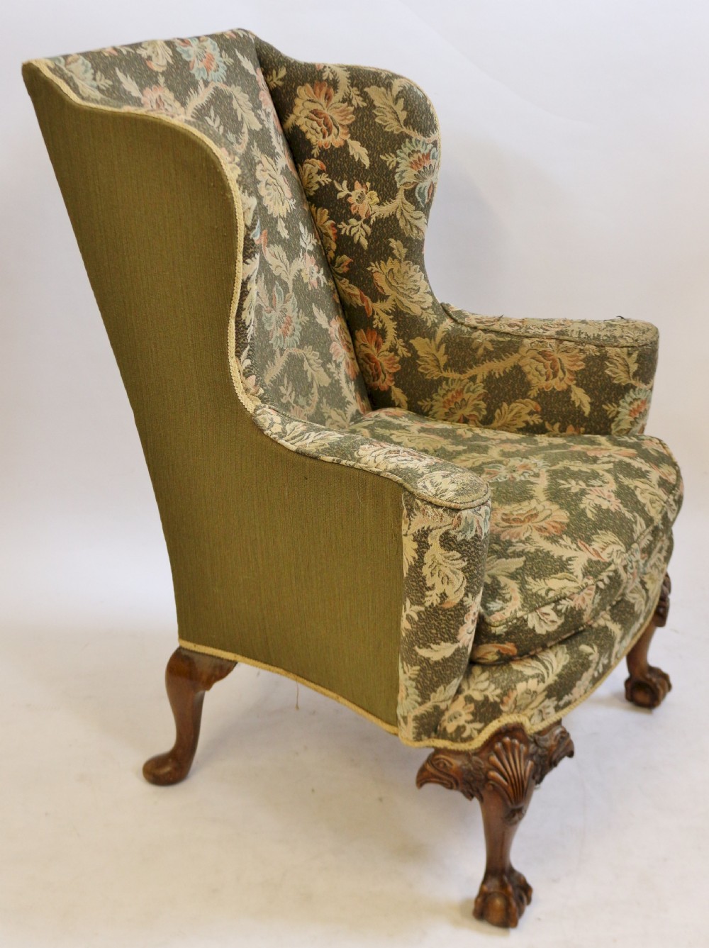 C1920 'Queen Anne' Style Walnut Wing Chair on Cabriole Legs View II